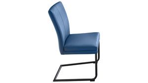 Schwingstuhl laVie aus Leder in Blau laVie Schwingstuhl bzw. Freischwinger Color-Line atlanticblaues Leder Napoli 984 & schwarzes Eisen