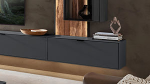 Hängeschrank Wöstmann markenmöbel aus Holz in Dunkelgrau WÖSTMANN Wohnprogramm WM 2470 - Hängeelement graphitgrauer Lack - eine Klapptür, Breite ca. 92 cm