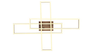 Deckenleuchte Globo lighting aus Metall in Schwarz GLOBO Deckenlampe Dakari mattschwarzes Metall & dunkle Holzoptik - ca. 80 x 60 cm