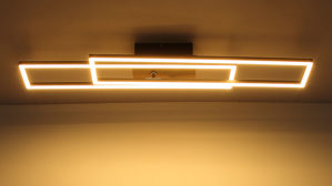 Deckenleuchte Globo lighting aus Metall in Schwarz GLOBO Deckenlampe Dakari mattschwarzes Metall & dunkle Holzoptik - ca. 80 x 60 cm