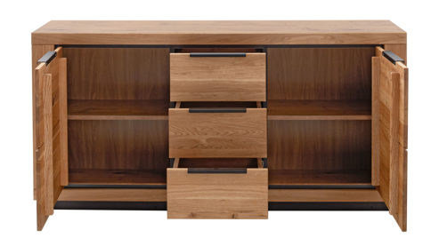 Sideboard Mca direkt aus Holz in Holzfarben Wohnprogramm Greno - Sideboard Wildeiche - zwei Türen, drei Schubladen, Breite ca. 163 cm