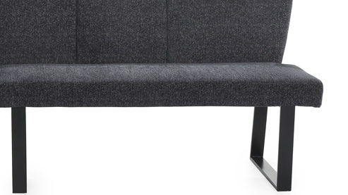 Eckbank Pro.com aus Stoff in Grau Eckbank Emporio 3 graublauer Chenillebezug & Schwarz - ca. 154 x 200 cm