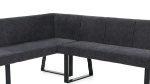 Eckbank Pro.com aus Stoff in Grau Eckbank Emporio 3 graublauer Chenillebezug & Schwarz - ca. 154 x 200 cm