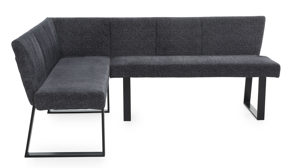 Eckbank Pro.com aus Stoff in Grau Eckbank Emporio 3 graublauer Chenillebezug & Schwarz - ca. 154 x 200 cm