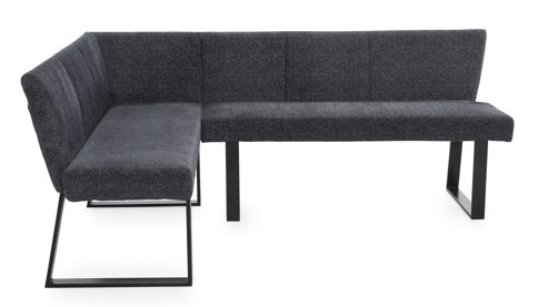 Eckbank Pro.com aus Stoff in Grau Eckbank Emporio 3 graublauer Chenillebezug & Schwarz - ca. 154 x 200 cm