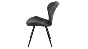 Vierfußstuhl Pro.com aus Stoff in Anthrazit Düren - Polsterstuhl anthrazitfarbener Microfaserbezug & Schwarz - ca. 54 x 86 cm