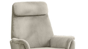 Relaxsessel Pro.com aus Stoff in Hellgrau Beige Hamilton - Relax-Drehsessel mit Hocker greiger Cordbezug 426.17 & schwarzer Sternfuß