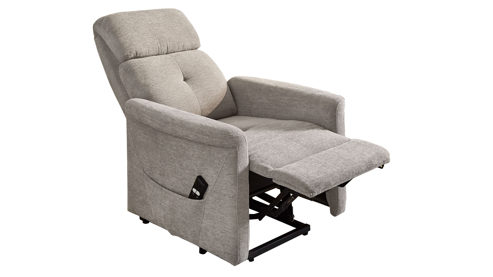 Relaxsessel Pro.com aus Stoff in Grau Dallas - Relaxsessel mit Aufstehhilfe grauer Chenillebezug 449.19 & schwarzes Metallgestell