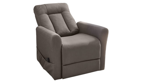 Relaxsessel Pro.com aus Stoff in Taupe Detroit - Relaxsessel mit Aufstehhilfe taupefarbener Mikrobezug & schwarzes Metallgestell