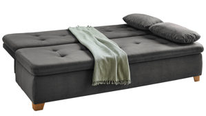 Schlafsofa Job aus Stoff in Grau Schlafsofa Nico graue Mikrofaserbezug 372-09– Breite ca. 204 cm