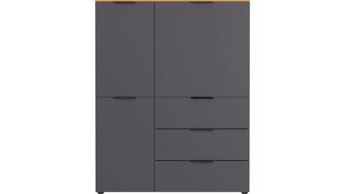 Highboard Germania aus Holz in Dunkelgrau Wohnprogramm California - Highboard Graphit & Navarra Eiche - ca. 109 x 146 cm