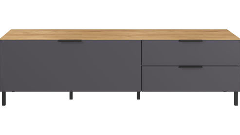 Lowboard Germania aus Holz in Dunkelgrau Wohnprogramm California - Lowboard Graphit & Navarra Eiche - ca. 164 x 47 cm