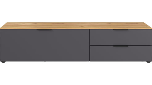 Lowboard Germania aus Holz in Dunkelgrau Wohnprogramm California - Lowboard Graphit & Navarra Eiche - ca. 164 x 47 cm