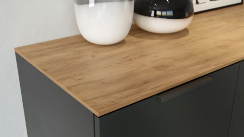 Kommode Germania aus Holz in Dunkelgrau Wohnprogramm California - Kommode Graphit & Navarra Eiche - ca. 68 x 98 cm