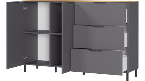 Sideboard Germania aus Holz in Dunkelgrau Wohnprogramm California - Sideboard Graphit & Navarra Eiche - ca. 151 x 98 cm