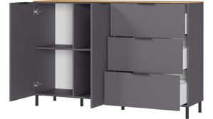 Sideboard Germania aus Holz in Dunkelgrau Wohnprogramm California - Sideboard Graphit & Navarra Eiche - ca. 151 x 98 cm