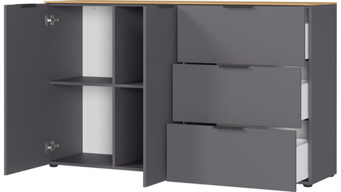 Sideboard Germania aus Holz in Dunkelgrau Wohnprogramm California - Sideboard Graphit & Navarra Eiche - ca. 151 x 98 cm