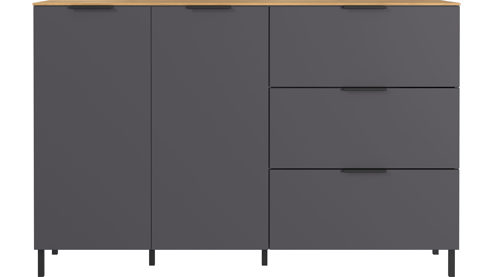 Sideboard Germania aus Holz in Dunkelgrau Wohnprogramm California - Sideboard Graphit & Navarra Eiche - ca. 151 x 98 cm