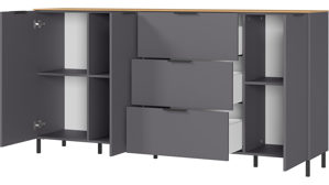 Sideboard Germania aus Holz in Dunkelgrau Wohnprogramm California - Sideboard Graphit & Navarra Eiche - ca. 192 x 98 cm