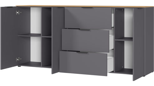 Sideboard Germania aus Holz in Dunkelgrau Wohnprogramm California - Sideboard Graphit & Navarra Eiche - ca. 192 x 98 cm