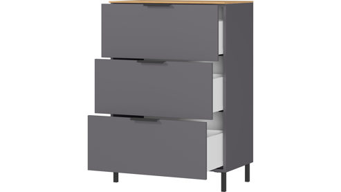 Kommode Germania aus Holz in Dunkelgrau Wohnprogramm California - Kommode Graphit & Navarra Eiche - ca. 68 x 98 cm