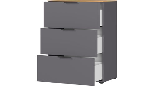 Kommode Germania aus Holz in Dunkelgrau Wohnprogramm California - Kommode Graphit & Navarra Eiche - ca. 68 x 98 cm