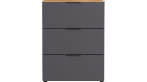 Kommode Germania aus Holz in Dunkelgrau Wohnprogramm California - Kommode Graphit & Navarra Eiche - ca. 68 x 98 cm