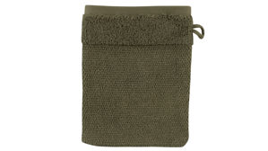 Waschhandschuh Interliving aus Naturfaser in Dunkelgrün Interliving Handtuch Serie 9108 - Waschhandschuh olivgrüne Baumwolle  - ca. 16 x 20 cm