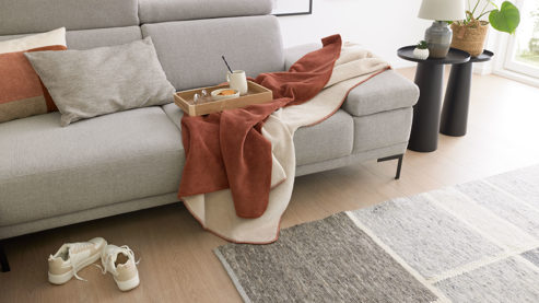 Wohndecke Interliving aus Mischgewebe in Orange Interliving Wohndecke Serie 9104 Rotfuchs & Feder – ca. 150 x 200 cm