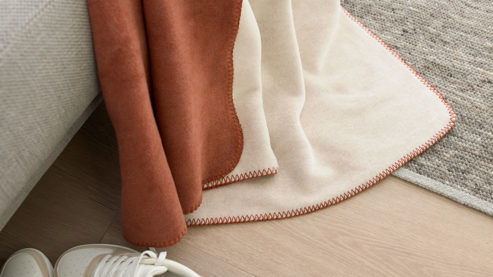 Wohndecke Interliving aus Mischgewebe in Orange Interliving Wohndecke Serie 9104 Rotfuchs & Feder – ca. 150 x 200 cm