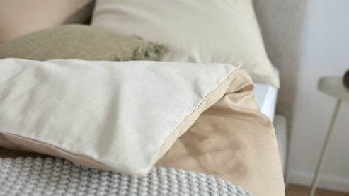 Bettwäsche-Set Interliving aus Stoff in Beige Interliving Bettwäsche Serie 9128 sandfarbener Baumwollsatin - ca. 155 x 220 cm