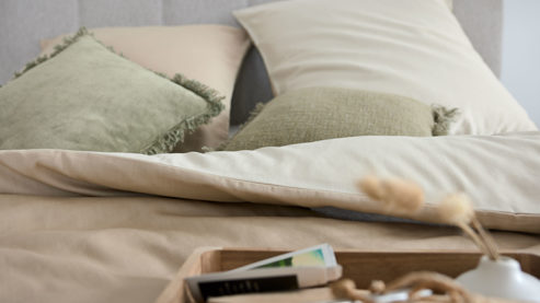 Bettwäsche-Set Interliving aus Stoff in Beige Interliving Bettwäsche Serie 9128 sandfarbener Baumwollsatin - ca. 155 x 220 cm