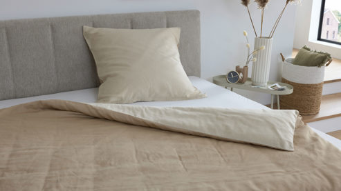 Bettwäsche-Set Interliving aus Stoff in Beige Interliving Bettwäsche Serie 9128 sandfarbener Baumwollsatin - ca. 155 x 220 cm