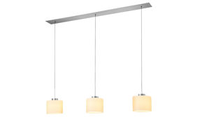 Pendelleuchte B-leuchten aus Glas in Weiß B-LEUCHTEN LED-Pendelleuchte Abby Weiß & Aluminium - Länge ca. 110 cm