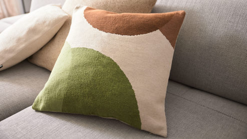 Kissenbezug /-hülle Interliving aus Stoff in Beige Interliving Kissenhülle Serie 9123 graphisch gemustertes Jacquard - ca. 45 x 45 cm