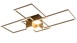 Deckenleuchte Interliving aus Holz in Schwarz Interliving Leuchten Serie 9348 - Deckenlampe schwarzes Metall - Länge ca. 110 cm