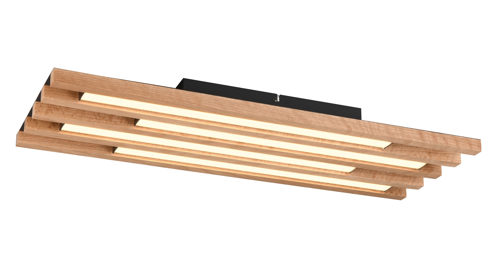 Deckenleuchte Interliving aus Holz in Schwarz Interliving Leuchten Serie 9347 - Deckenlampe Holz - ca. 26 x 70 cm