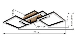 Deckenleuchte Globo lighting aus Metall in Schwarz GLOBO Deckenlampe Bossy mattschwarzes Metall - Länge ca. 70 cm