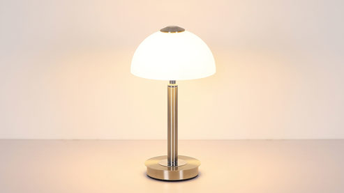 Tischleuchte Globo lighting aus Metall in Nickel GLOBO Tischlampe Uldin nickelfarbenes Metall & Opalglas - Höhe ca. 27 cm