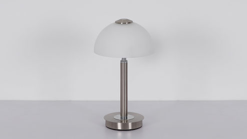 Tischleuchte Globo lighting aus Metall in Nickel GLOBO Tischlampe Uldin nickelfarbenes Metall & Opalglas - Höhe ca. 27 cm
