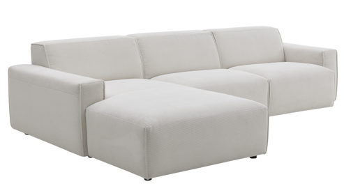 Ecksofa Roomio® aus Stoff in Weiß Roomio® No. 4100 - Ecksofa weißer Feincord - Stellfläche ca.  189 x 285 cm