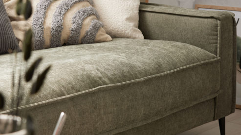 Bigsofa Roomio® aus Stoff in Grün Roomio® No. 4102 - Bigsofa grüner Strukturbezug Yelda & Metallfüße 908 MF - Länge ca.  312 cm