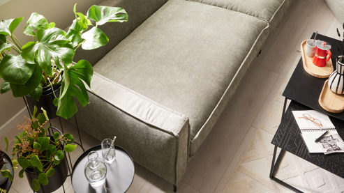Zweisitzer Roomio® aus Stoff in Grün Roomio® No. 4102 - Zweisitzer grüner Strukturbezug Yelda & Metallfüße 908 MF - Länge ca.  192 cm