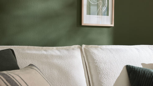 Ecksofa Roomio® aus Stoff in Weiß Roomio® No. 4102 - Ecksofa weißer Stoffbezug Loop & Metallfüße 908 MF - Stellfläche ca. 272 x 190 cm