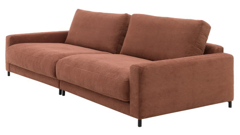 Zweisitzer Roomio® aus Stoff in Orange Roomio® No. 4103 - Zweisitzer rostfarbener Cord & Metallfüße 1116 MFSM - Länge ca.  194 cm