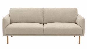 Bigsofa Roomio® aus Stoff in Weiß Roomio® No. 4104 - Bigsofa naturfarbener Strukturbezug Yelda & Holzfüße 1103 HFEG - Länge ca. 212 cm
