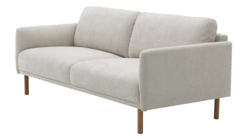 Bigsofa Roomio® aus Stoff in Weiß Roomio® No. 4104 - Bigsofa naturfarbener Strukturbezug Yelda & Holzfüße 1103 HFEG - Länge ca. 212 cm