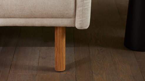 Bigsofa Roomio® aus Stoff in Weiß Roomio® No. 4104 - Bigsofa naturfarbener Strukturbezug Yelda & Holzfüße 1103 HFEG - Länge ca. 212 cm