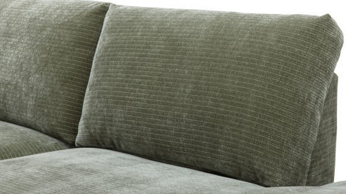 Ecksofa Roomio® aus Stoff in Grün Roomio® No. 4105 - Ecksofa schildkrötenfarbener Bezug Monty & schwarze Kufenfüße 256 MK - Stellfläche ca. 278 x 221 cm