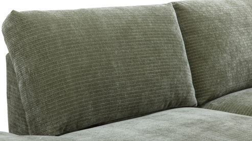 Ecksofa Roomio® aus Stoff in Grün Roomio® No. 4105 - Ecksofa schildkrötenfarbener Bezug Monty & schwarze Kufenfüße 256 MK - Stellfläche ca. 221 x 278 cm